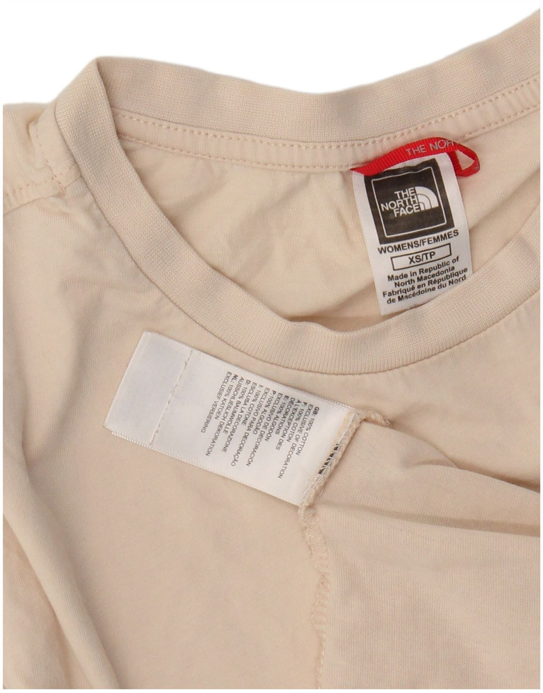 THE NORTH FACE T-shirt top til kvinder UK 6 XS Beige Bomuld