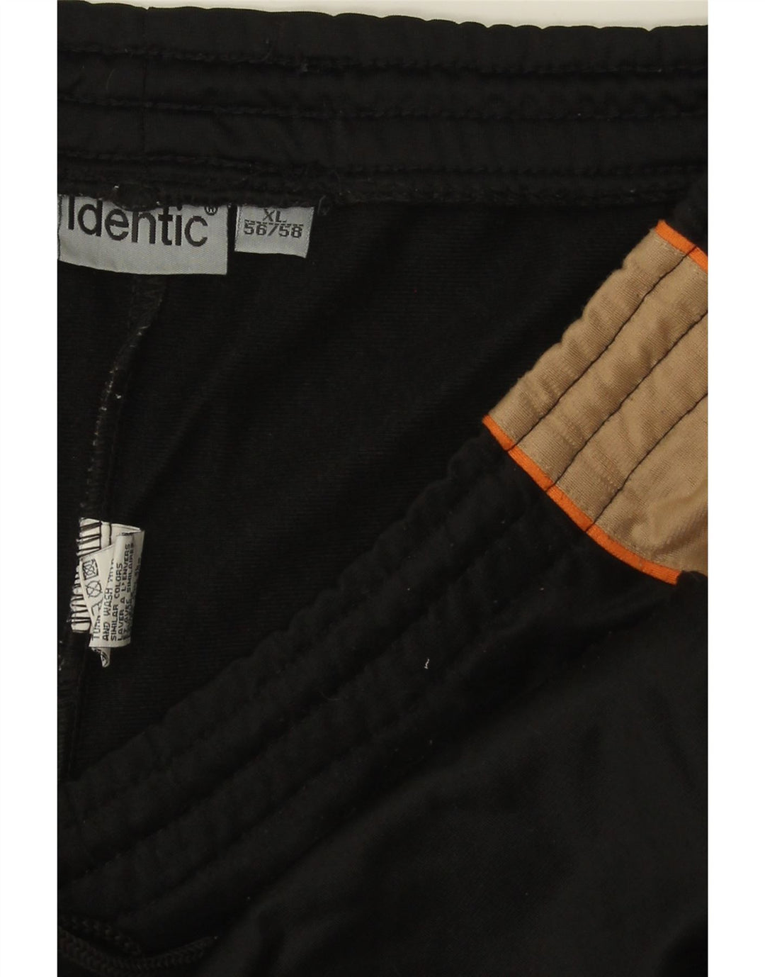 IDENTIC Mens Tracksuit Trousers XL Black Colourblock Polyester Vintage Identic and Second-Hand Identic from Messina Hembry 