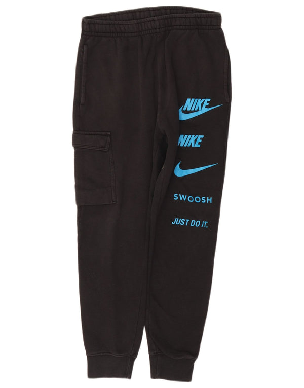 Nike Mens Swoosh Graphic Cargo Tracksuit Trousers Joggers Small Black