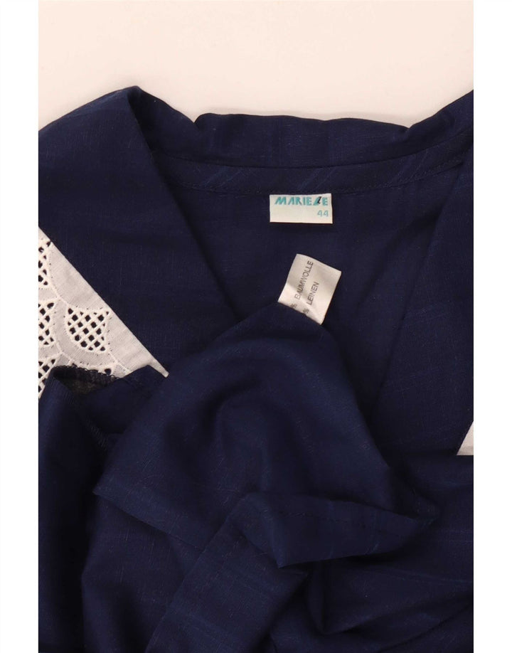 Vintage dameskjorte bluse IT 44 Mellem marineblå stribet