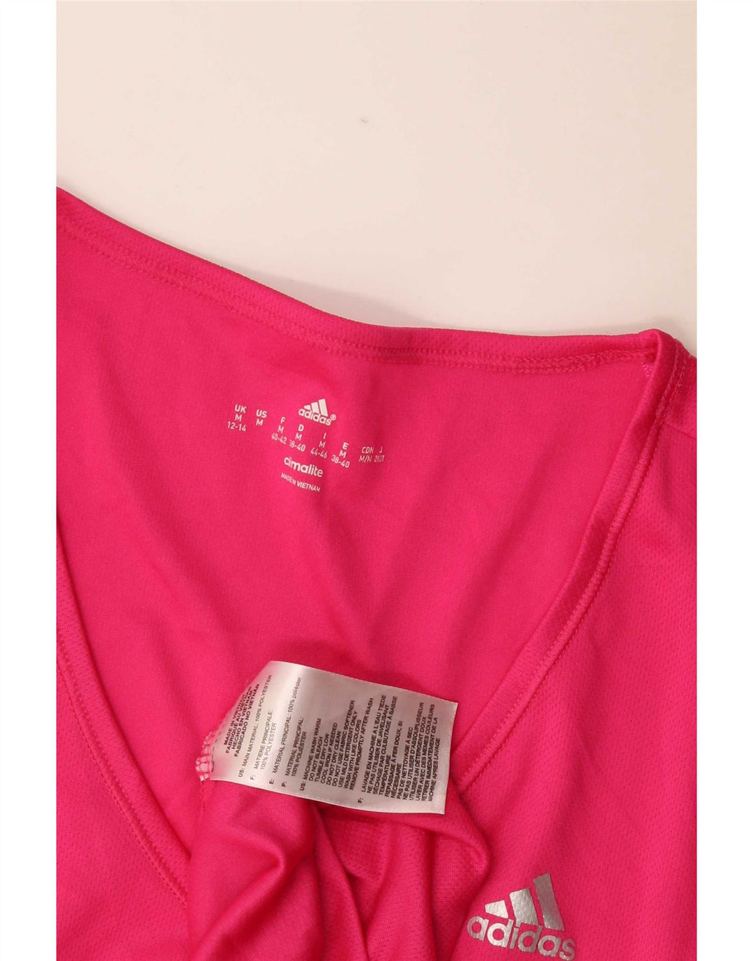 Adidas Dame Climalite T-Shirt Top UK 12/14 Medium Pink Polyester
