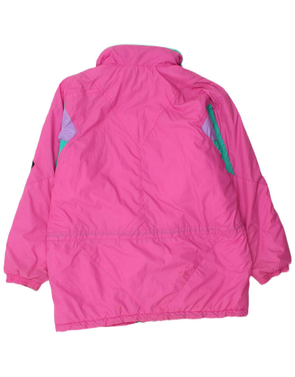Vintage Boys Hooded Windbreaker Coat 15-16 Years Pink Colourblock Polyamide