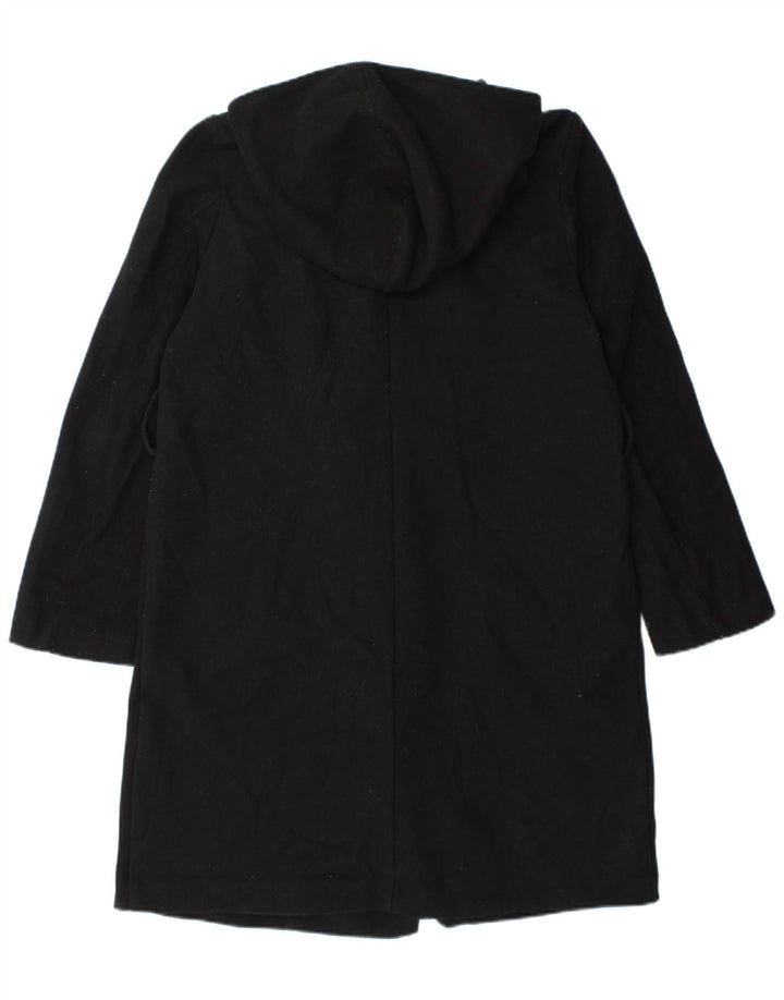 Zara Dame Hætte Oversized Dobbeltradet Frakke UK 10 Small Black