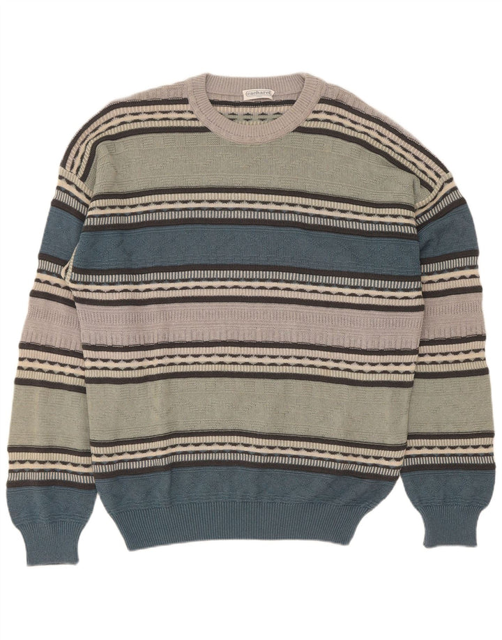 Cacharel Herre Crew Neck Jumper Sweater EU 52 Large Green Colourblock