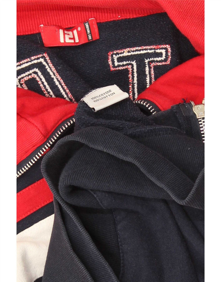Vintage Herre Motorstyle Træningsdragt Top Jakke Lille Marineblå Retro
