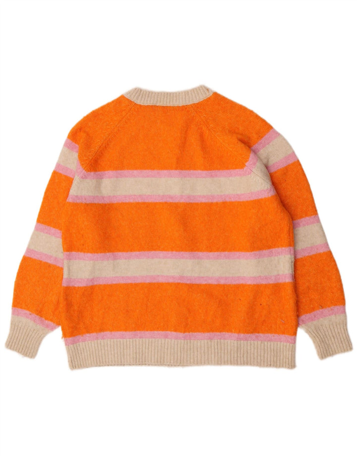 Marks & Spencer Dame Boat Neck Jumper Sweater UK 14 Medium Orange Stribet