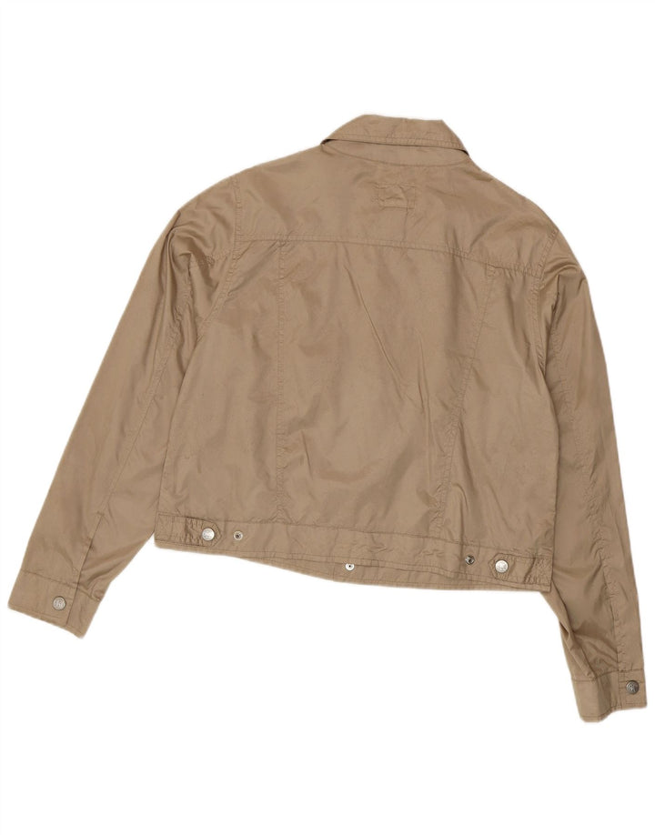 CALVIN KLEIN JEANS Womens Crop Bomber Jacket UK 16 Large Khaki Polyester
