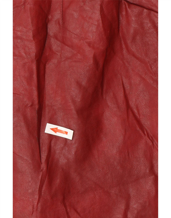 Zara Dame Læder Nederdel Small W26 Burgundy