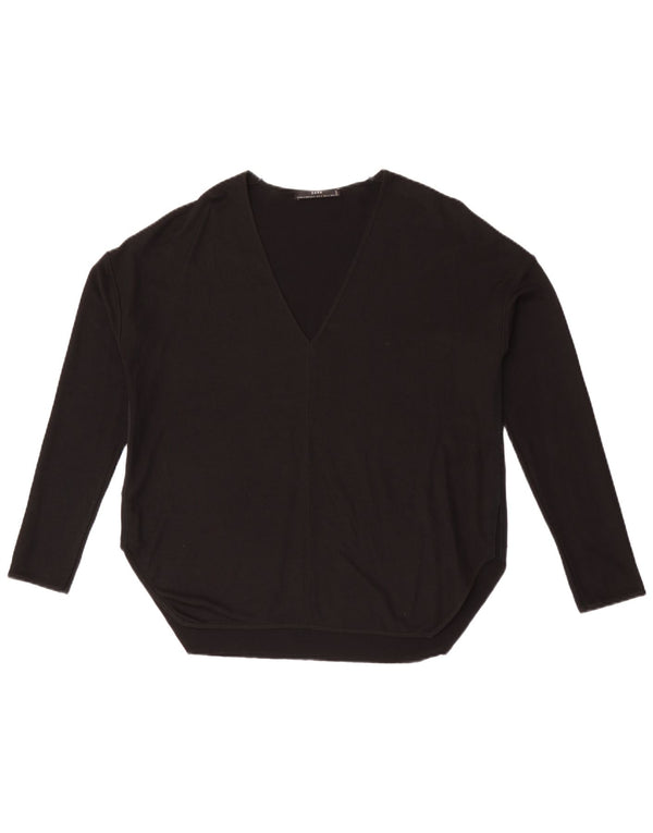 Zara Dame Oversized Top Langærmet UK 10 Lille Sort