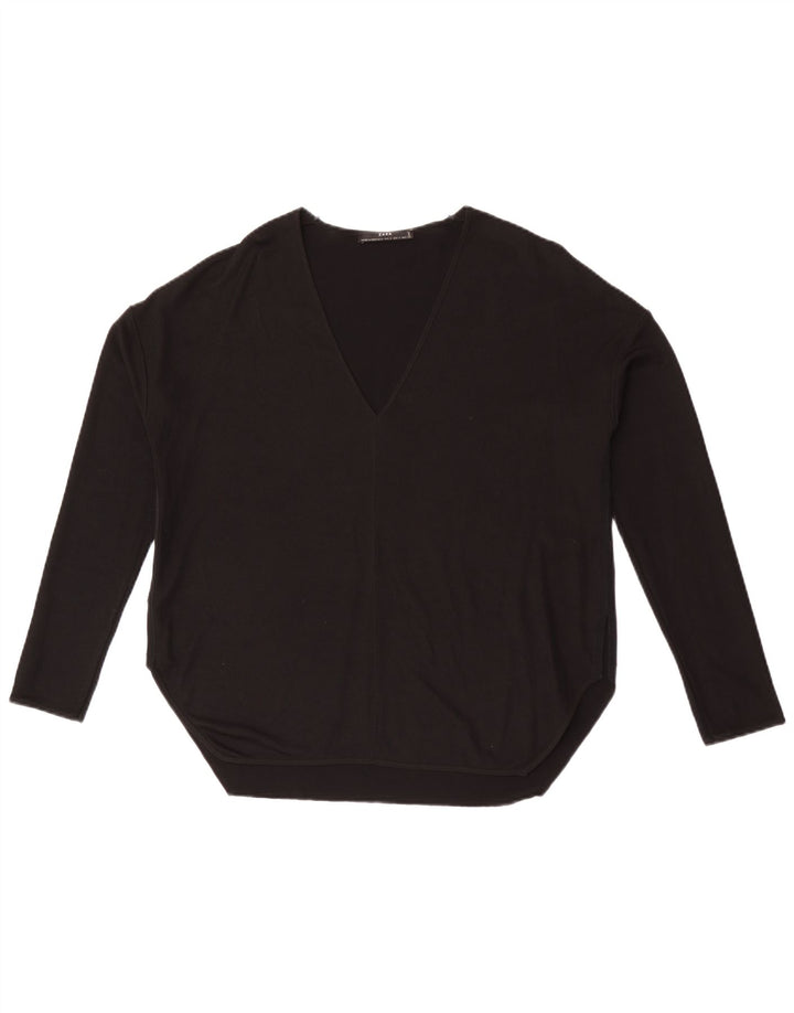 Zara Dame Oversized Top Langærmet UK 10 Lille Sort