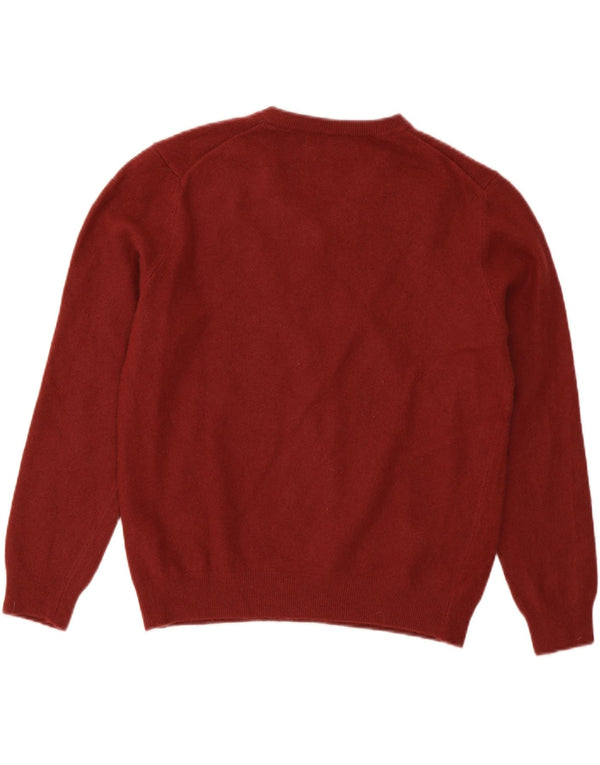 Benetton Girls V-hals sweater 13-14 år Large Burgundy Virgin Wool
