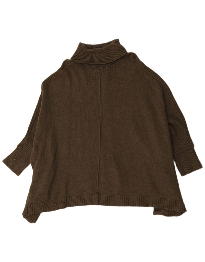 Joules Dame Oversized Roll Neck Poncho Jumper UK 14 Medium Khaki Viscose
