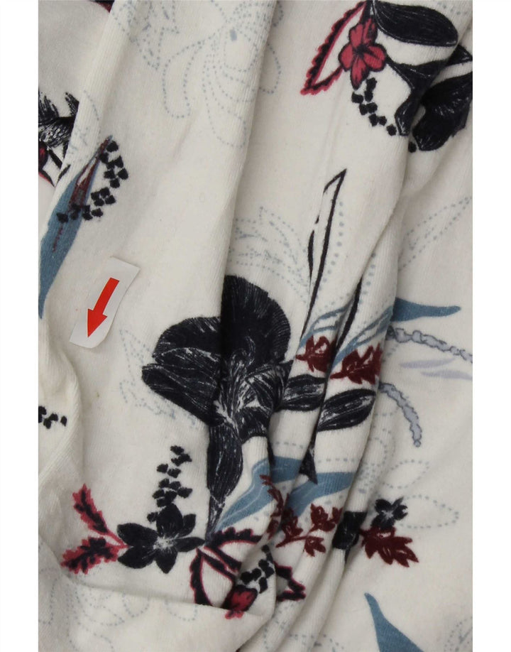 Marks & Spencer Dametop Langærmet UK 12 Medium White Floral Viscose