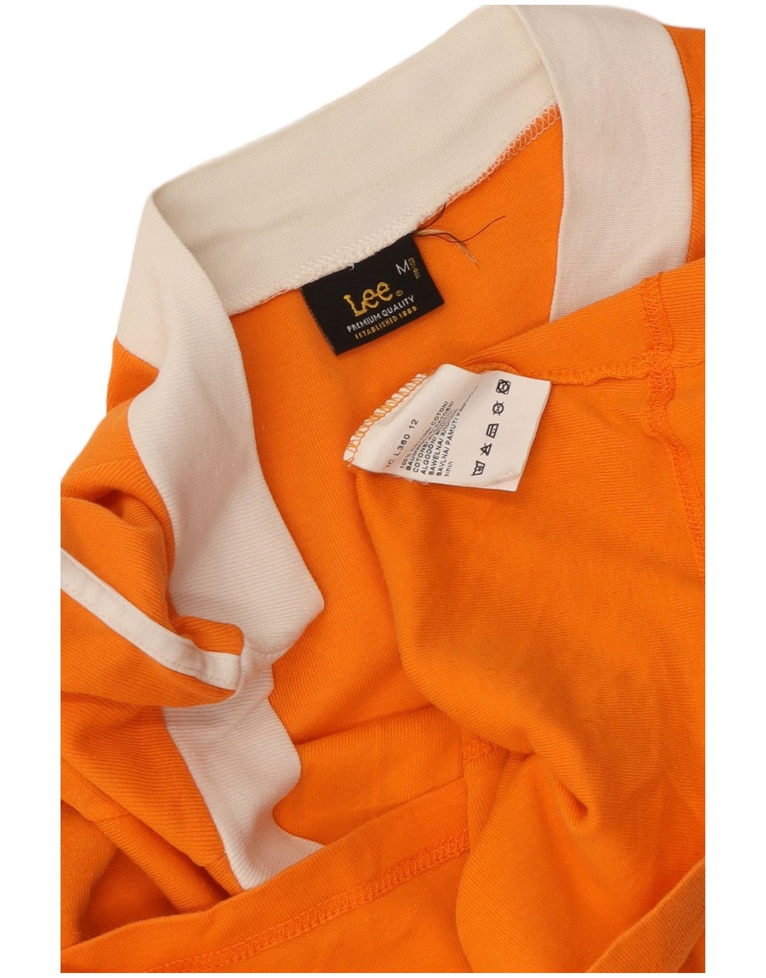 LEE Dame Crop Grafisk T-Shirt Top UK 12 Medium Orange Bomuld