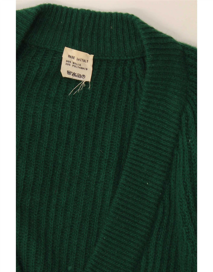Vintage dame cardigan sweater UK 16 Large Green Wool