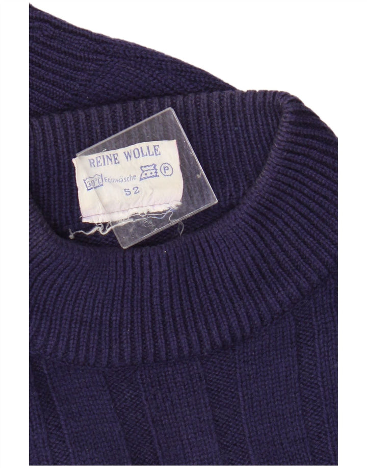 Vintage herre sweater med rund hals EU 52 Stor lilla uld