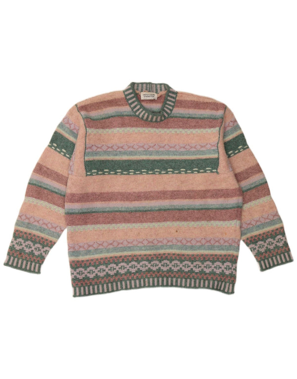 BENETTON dame sweater med rund hals DK 16 Stor flerfarvet stribet