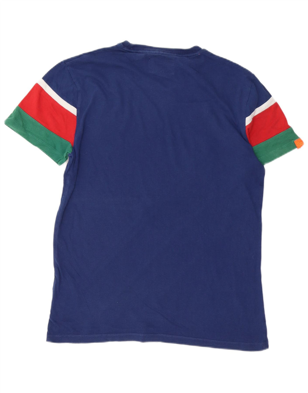 SUPERDRY Herre T-Shirt Top Stor Marineblå Colourblock Bomuld