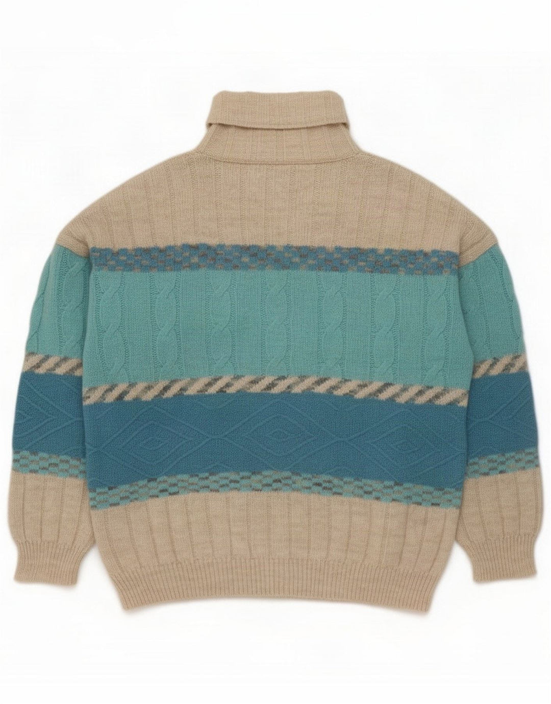 Kappa Herre Rullehalstrøje XL Beige Colourblock Uld