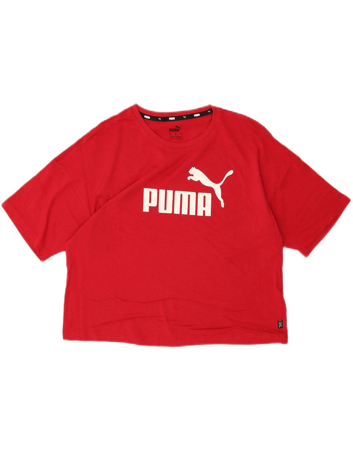 PUMA Womens Oversized Crop Graphic T-Shirt Top UK 14 Medium Red Cotton Vintage Puma and Second-Hand Puma from Messina Hembry 