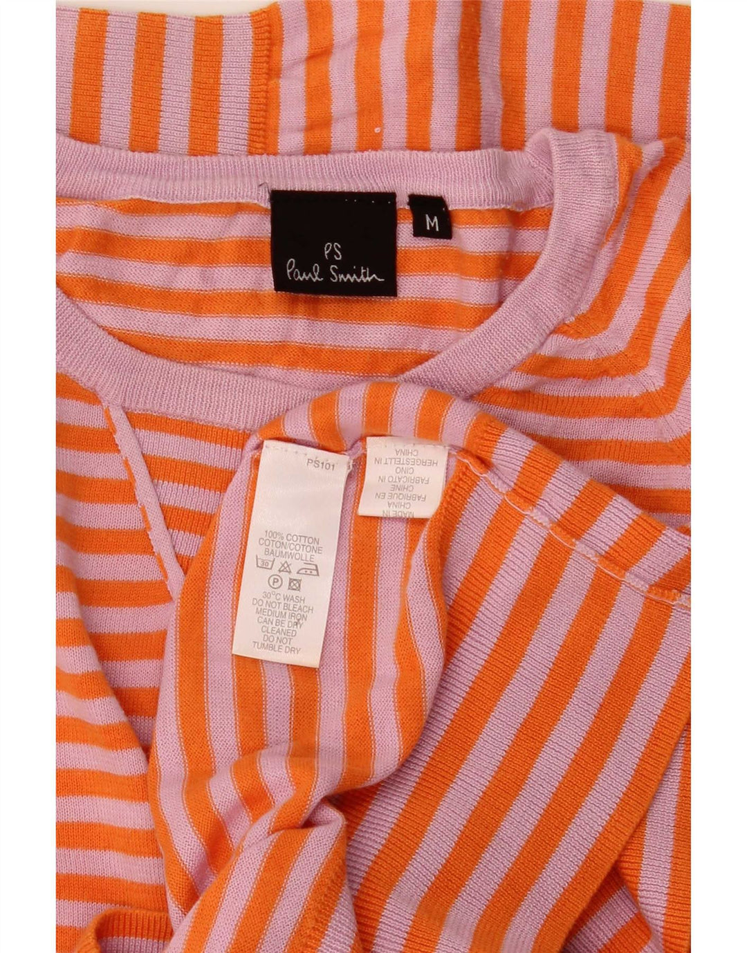 Paul Smith Dame Boat Neck Jumper Sweater UK 14 Medium Orange Stribet