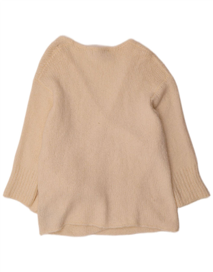 Zara Womens Wrap Oversized Cardigan Sweater UK 10 Small Off White Acryl