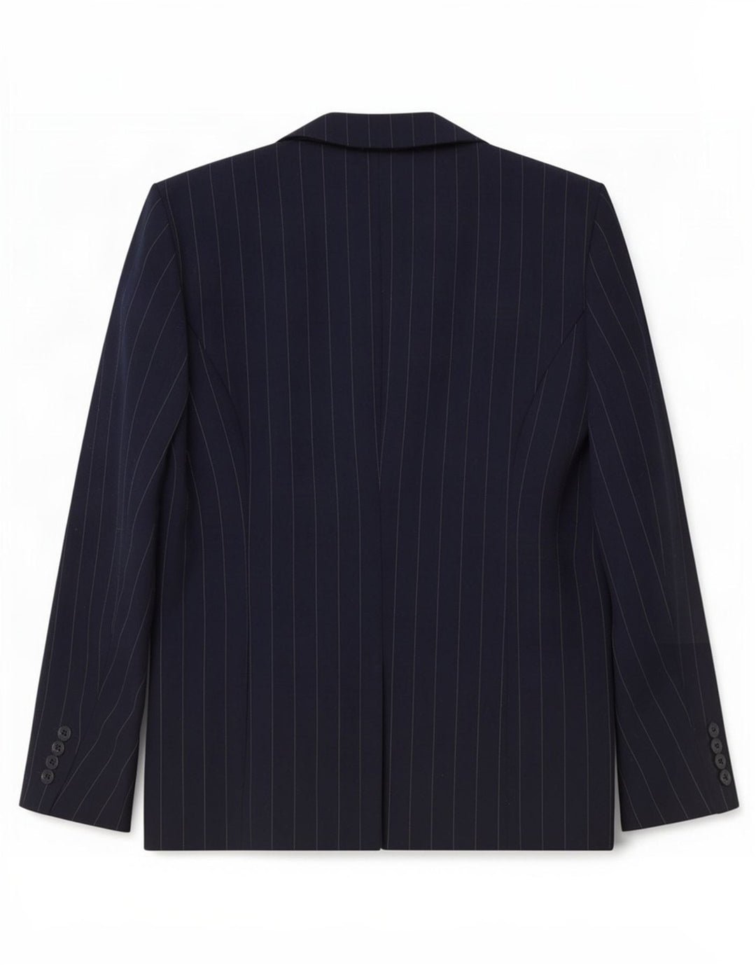 Bhs Dame Dobbeltradet Blazer Jacket UK 14 Large Navy Blue Pinstripe