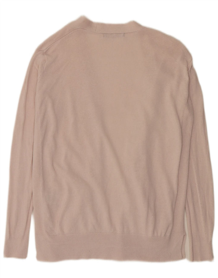 Marks & Spencer Womens Open Cardigan Sweater UK 12 Medium Pink Bomuld