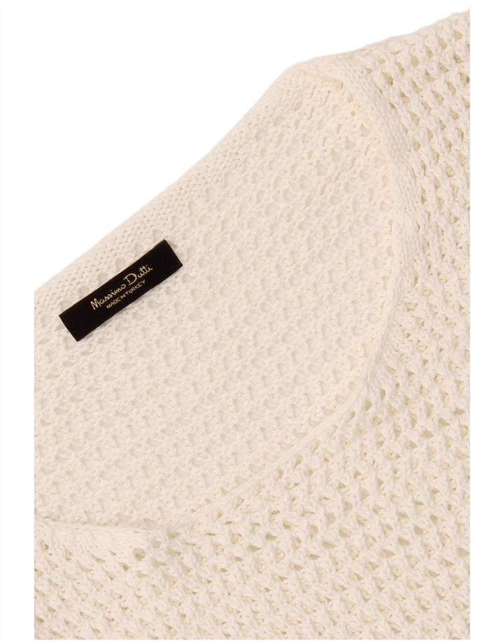 Massimo Dutti Dame Crop Hæklet Bluse Top UK 12 Medium White