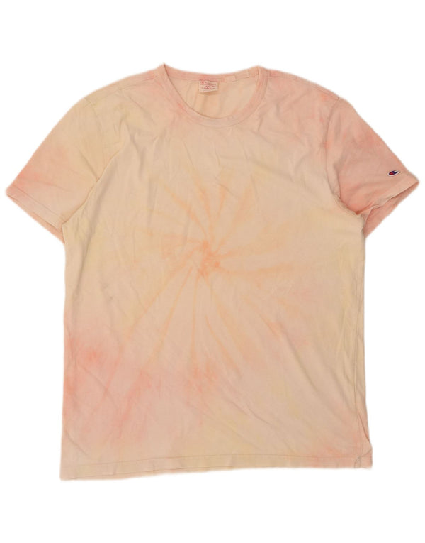 Champion Herre T-shirt Top Large Pink Tie Dye