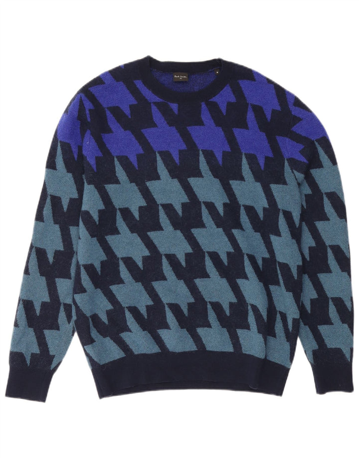 Paul Smith Dame Boat Neck Jumper Sweater UK 14 Medium Navy Blue Geometric