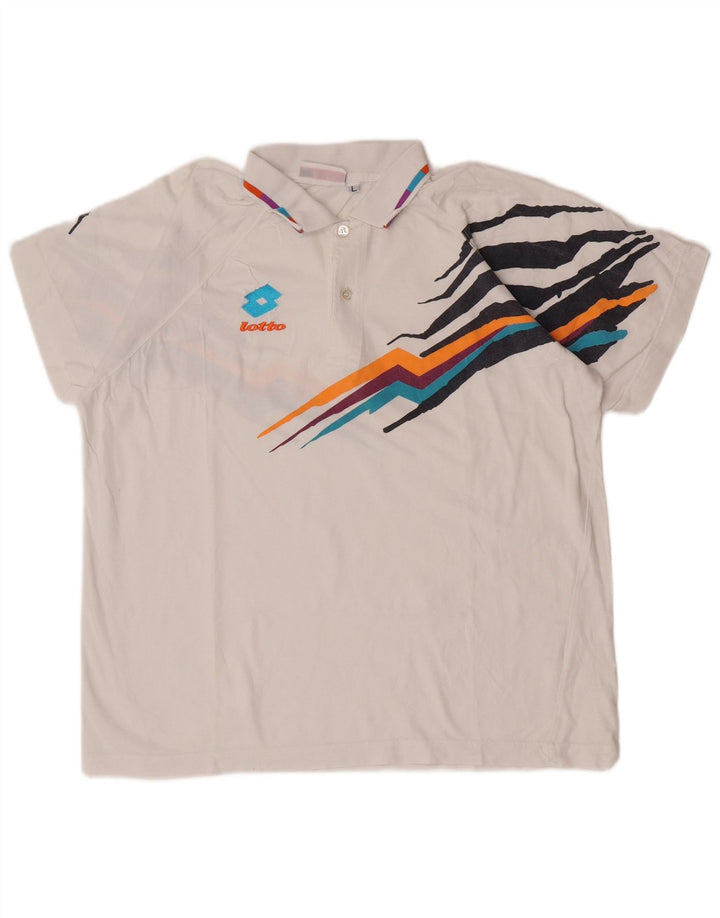 Lotto Herre Grafisk Polo Shirt Stor Hvid Bomuld