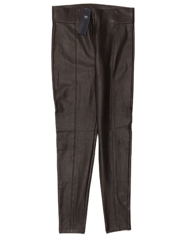 Marks & Spencer Womens Faux Leather Leggings UK 8 Small Brown Polyester
