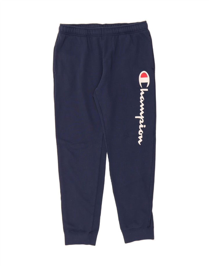 CHAMPION Mens Graphic Tracksuit Trousers Joggers Large Navy Blue Vintage Champion and Second-Hand Champion from Messina Hembry 