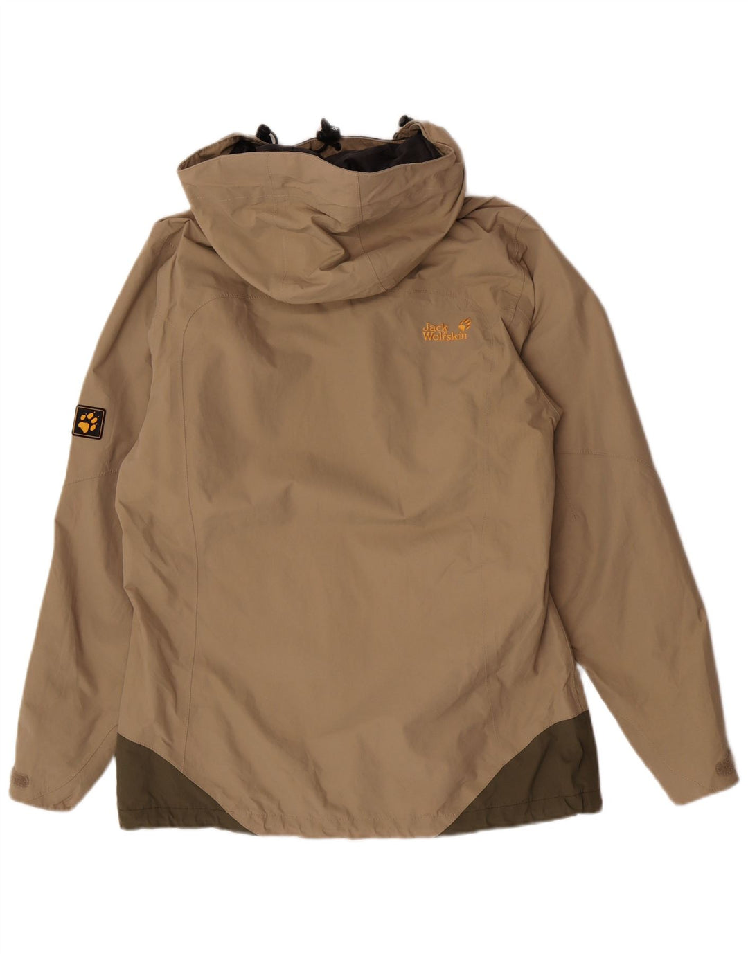 Jack Wolfskin Dame Regnjakke med hætte UK 12/14 Medium Beige Colourblock