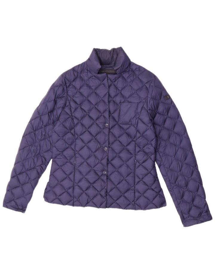Trussardi Dame Polstret Jakke IT 44 Medium Navy Blue Polyamid