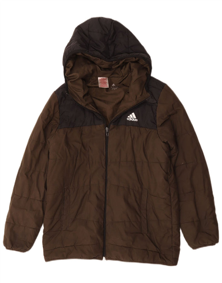 Adidas hættejakke til drenge 13-14 år Khaki Colourblock Polyester