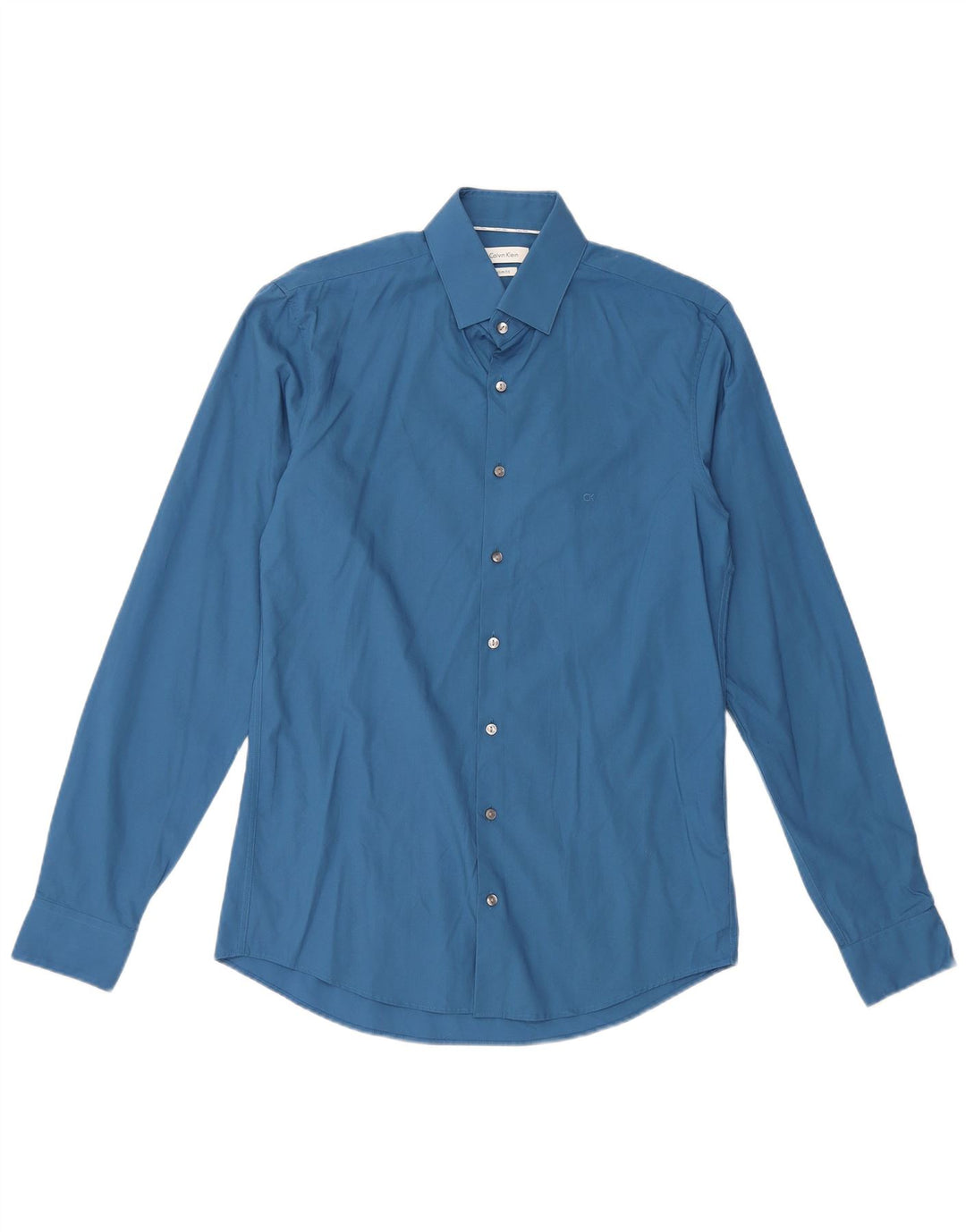CALVIN KLEIN Herre Slim Fit Skjorte Størrelse 38 15 Medium Blå Bomuld