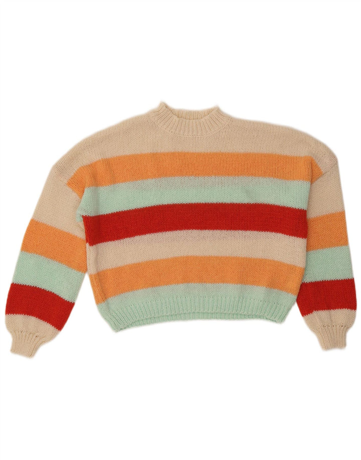 VINTAGE Dame Turtle Neck Jumper Sweater UK 10 Small Multicolor