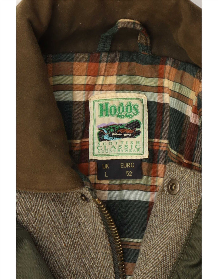 Hoggs Herre Utility Jacket UK 40 Large Grey Chevron Wool Classic