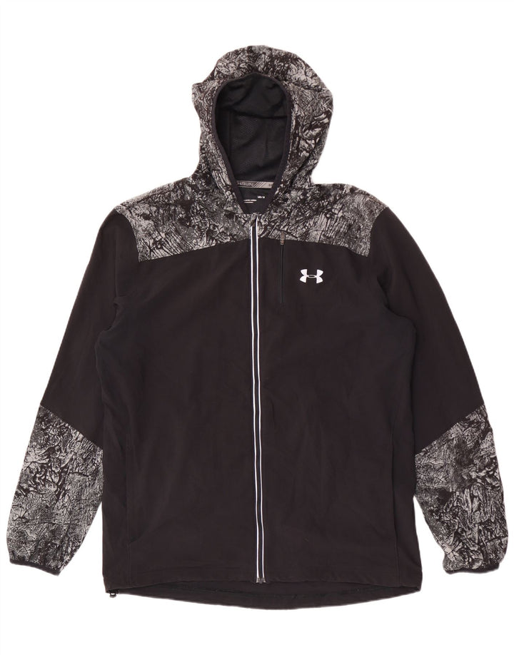 Under Armour Herre Løbe Hætte Træningsdragt Top Jakke Stor Sort Geometrisk