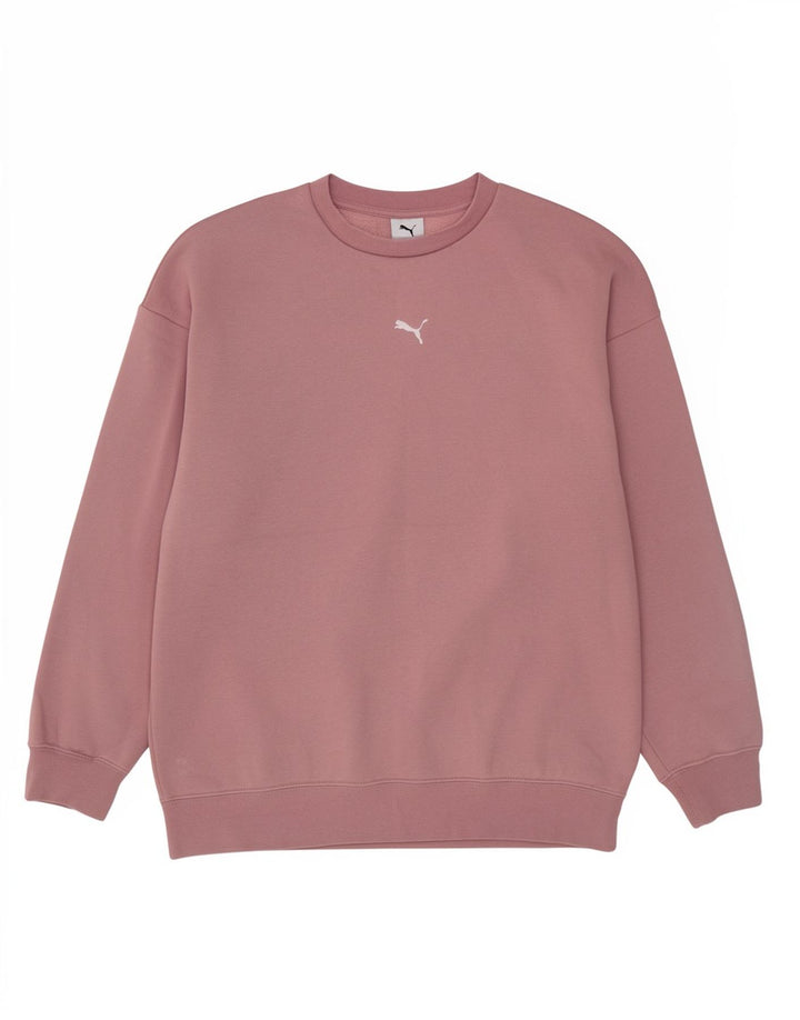 Puma Dame Oversized Sweatshirt Jumper UK 10 Small Pink Bomuld