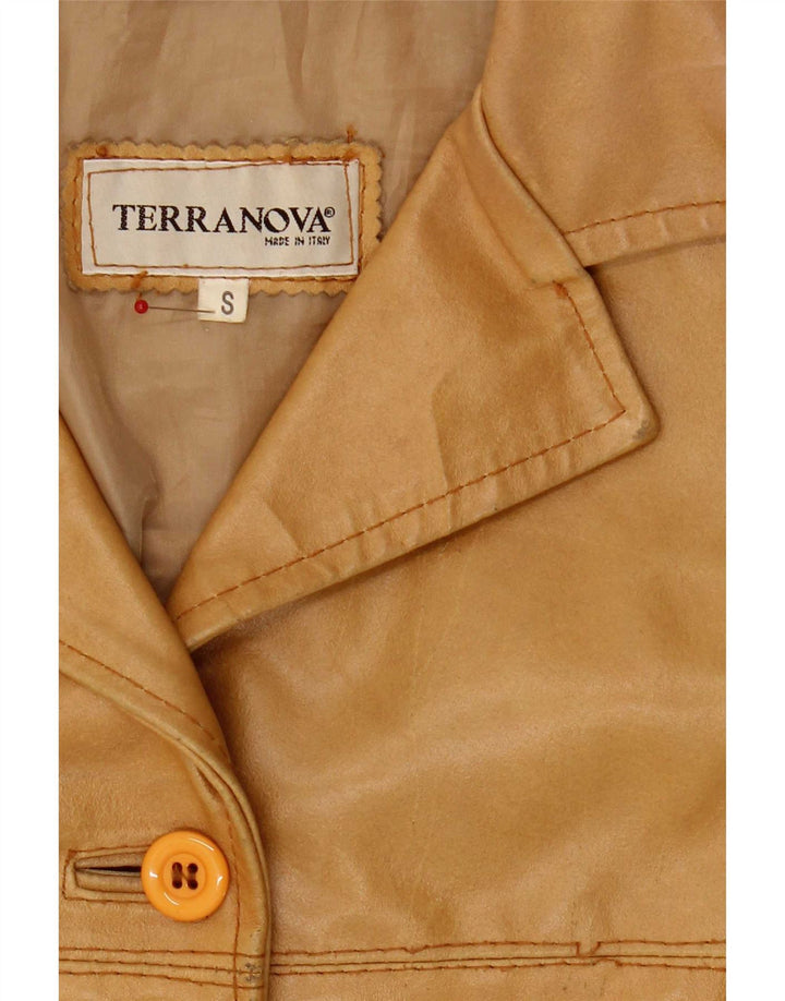 Terranova Dame 4-knaps læder blazerjakke UK 10 Small Beige