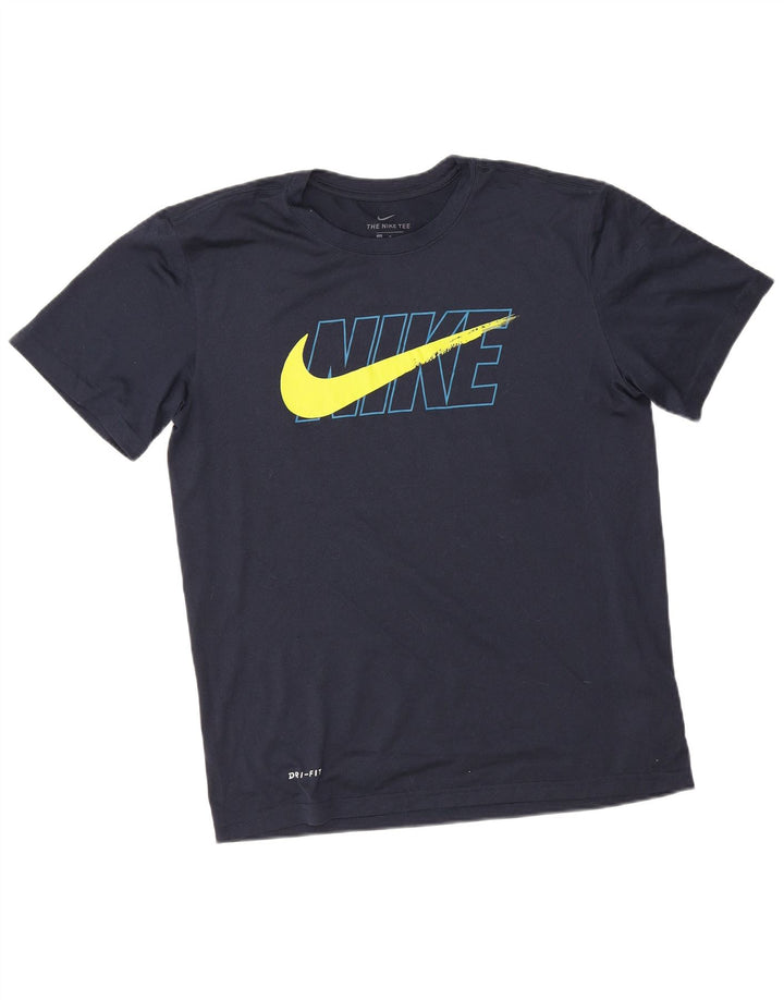 Nike Herre Dri Fit grafisk T-shirt top mellem marineblå polyester