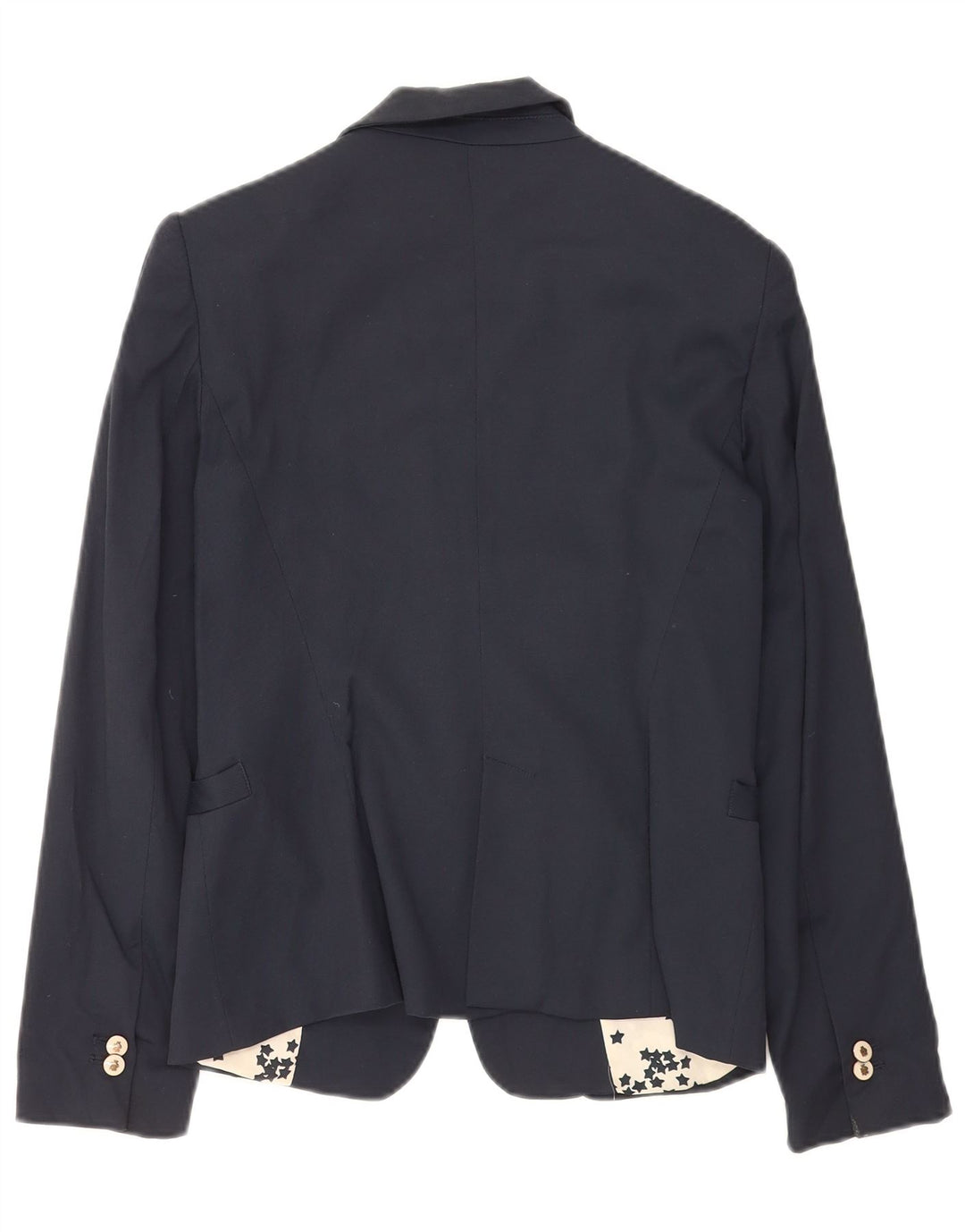 Zara Dame 1 Knap Blazer Jacket UK 12 Medium Navy Blue Bomuld