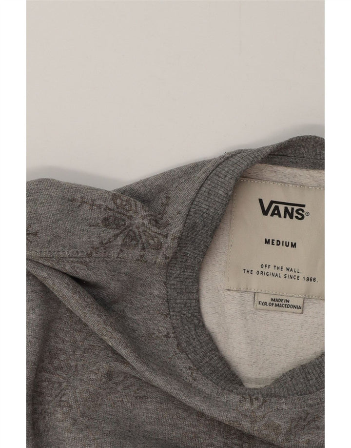 Vans Herre Sweatshirt Jumper Medium Grey Floral Bomuld