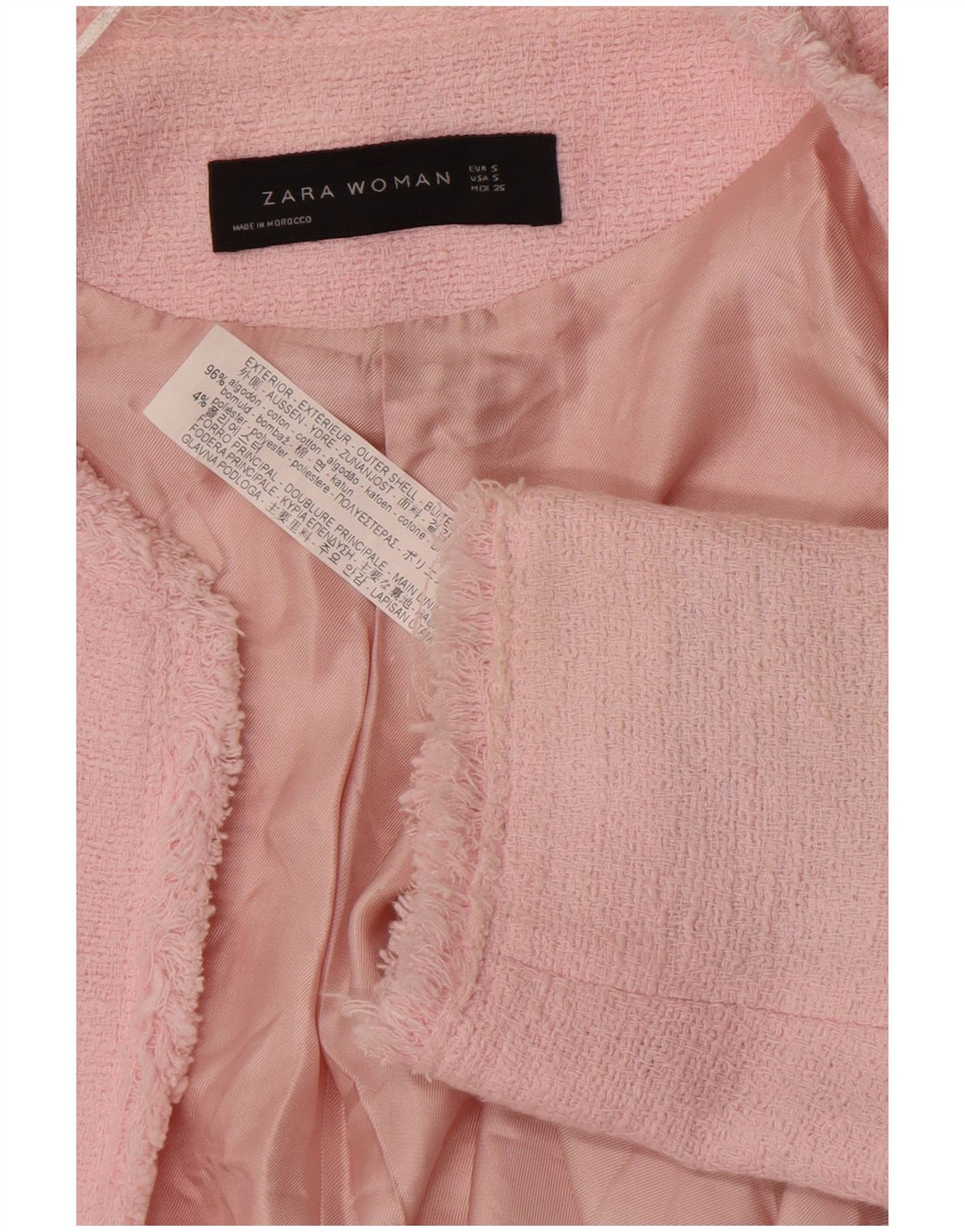 Zara Womens Open Overcoat UK 10 Small Pink Bomuld