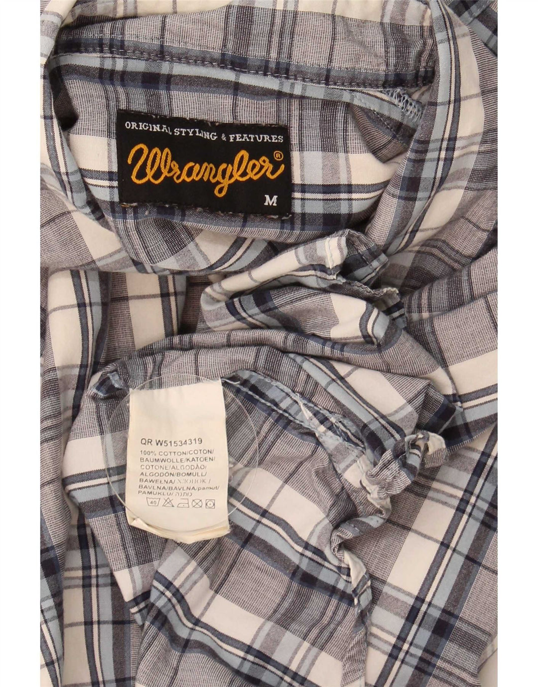 Wrangler herreskjorte mellemblå ternet bomuld