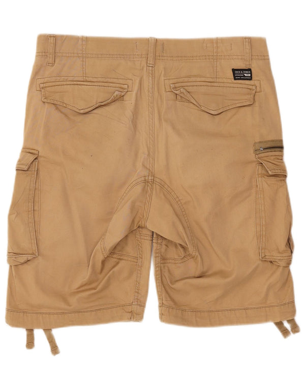JACK & JONES Herre Cargo Shorts Små W32 Beige Bomuld