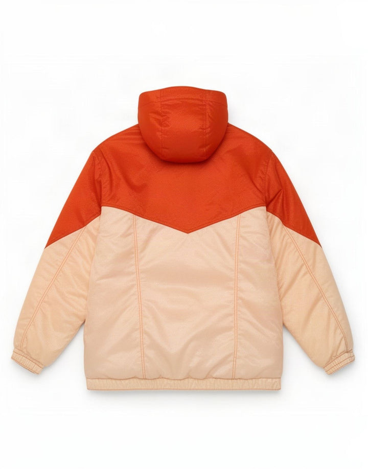 Vintage Skijakke med hætte til mænd UK 40 Large Orange Colourblock